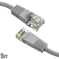 5FT Cat5E RJ45 Ethernet LAN Network UTP Snagless Patch Cable Pure Copper Gray picture