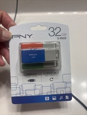 PNY 32GB USB 2.0 Flash Drive 3-Pack COMPATIBLE W USB 3.0 (New/Sealed) picture