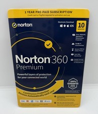 Norton 360 Premium 2026, 10 Devices (PC Mac Android iOS) 1 Year, Sealed Key Card picture