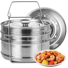 Stainless Steel 3 Tier Stackable Insert Pans, Compatible with 6 Qt Instant Po... picture