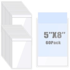 60 Pack Clear Adhesive Pockets 5 x 8 Index Card Pockets picture