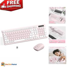 Elegant Pink & White Wireless Keyboard & Mouse Combo with 3 DPI Adjustable Logic picture