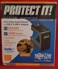 Eaton Tripp Lite Safe-IT Desk Clamp Surge Protector #TLP648UCBAM Black 6-Ac /USB picture