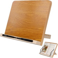 ZMHH Bamboo Book Stand 8 Adjustable Heights for Textbook/Cookbook/Music/Tablet picture