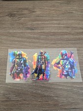 Star Wars The Mandolorian 3 Pose Raised UV DTF Sticker Decal 7in Wide. picture