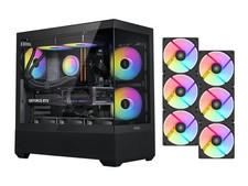 SAMA V40 Black ATX Mid Tower PC Case, 6 Pre-Installed 120mm ARGB PWM Fans, Dual picture