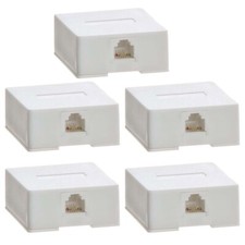 5 Pcs Single Port 6P4C RJ11 Phone/Telephone Line Cable Wall Surface Mount Box picture
