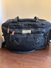 LL Bean Black Canvas Messenger Laptop Shoulder Strap Handle Bag 294131 picture