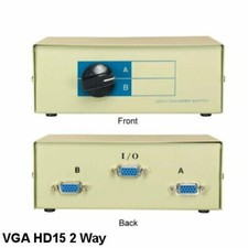 Kentek 2-Way HD15 VGA Manual Data Switch Box Dial HD-15 Pin Display Monitor picture