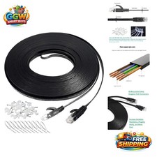 Ultra-Slim 100ft Cat 6 Ethernet Cable - Fast Data Transfer with Clips & Ties picture