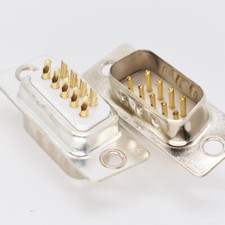50pcs Gold Pin 9pin D-Sub Male Socket Solder Chassis Connector RS232 Serial DB9 picture