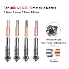 0.2-0.8mm Bimetallic Nozzle For QIDI Q2 Q2C Quick-Swap Nozzle 3D Printer Parts picture