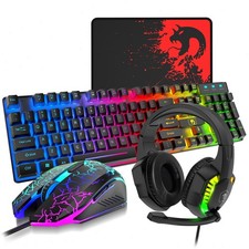 MAMBASNAKE T11 UK Layout 4-in-1 Wired Gaming Keyboard Mouse Combo Headset for PC picture