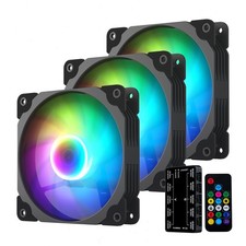 Vetroo 3-Pack Computer Case Fan 120mm ARGB & PWM Fans w/ Controller Hub - Black picture