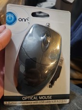 ONN ONA19H0041 Black Wired Optical Mouse 3 Buttons USB PC Mac Linux picture