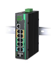 LINOVISION Industrial 12 Ports L2+ Cloud Managed PoE Switch with black picture