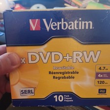 Verbatim 4x DVD+RW 4.7 GB (120 min) Rewritable Disks - 8-Pack - NEW IN BOX picture