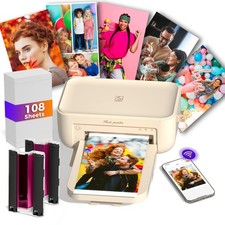 HPRT 4x6 Photo Printer with 108 Sheet Photo Paper& 2 Ribbon, Desktop Instant ... picture