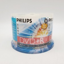 Philips 50 Discs Blank DVD+R Spindle 4.7GB Data 120min Video 16X Speed Music NEW picture