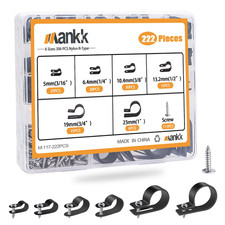Mankk 222PCS Cable Clips Wire Clips Assortment Kit Nylon Plastic R-Type Cable Cl picture