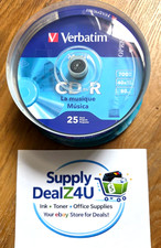 Verbatim 96155 Music CD-R 700MB 80 Min 40X Branded Surface 25 Pack Spindle NEW picture