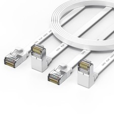 2-Pack 6FT CAT6 Flat Ethernet Cable with 90° Right Angle Connector - Up Angle... picture