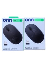 Onn Wireless Mouse Black 2 AAA Batteries 2.4GHz Wireless USB Receiver Lot OF 2 picture
