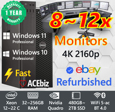 Dell Trading Computer 8~12x Monitor Windows 11 pro Xeon up to 256GB RAM SSD WiFi picture