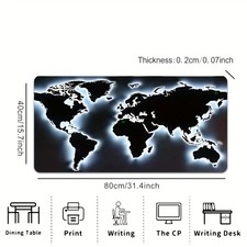 Large Black And White World Map Mouse Pad with Glowing Intercontinental Lines picture