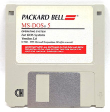 MS-DOS 5.0 Install Floppy Disk Back Up Packard Bell Computers Retro Untested '91 picture