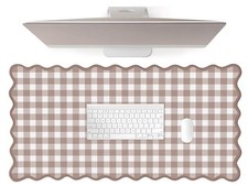 Large Beige Checkered Gingham Desk Mat 31x15.7 Inch Rugged Office Mouse Pad picture