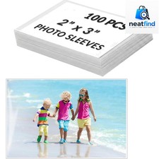 2x3 Photo Sleeves 100 Pcs, Acid-Free Archival Quality - Crystal Clear Photo S... picture