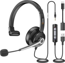 Wantek Wired Earphone 3.5mm/USB with Noise Cancelling Mic Call Center Headset picture