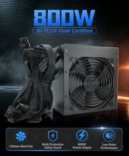 800W Computer Power Supply 90% Efficiency Non-Modular Desktop Gaming PC PSU picture
