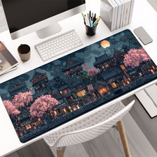 1pc Japanese Anime Cherry Blossom & Night Scene Desk Mat Non-Slip Mouse Pad √ picture