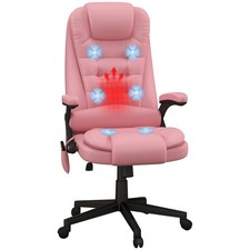 Office Chair High Back Vibration Massage Heated Reclining Pink 921-284V80PK picture