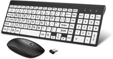 HXMJ-Wireless Large Print Keyboard and Mouse Set with USB Receiver| Quiet Sci... picture