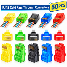 50PCS RJ45 Cat6 Pass Through Connectors Ethernet Cable Crimp Plug Clear Colorful picture