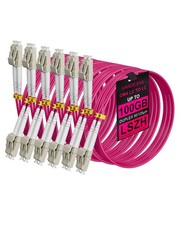 6 Pack OM4 Fiber LC to LC 3M/10FT, Multimode Fiber Patch Cable 1/10/40/100Gbs... picture