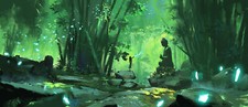 Landscape aze k art forest bamboo statue asian Custom Gaming Mat Desk picture