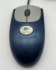 Logitech M-BJ58 Wired Optical Mouse Blue Silver USB Scroll Wheel picture