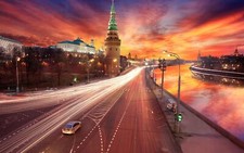 Landscape cityscape long exposure road sunset lights Custom Gaming Mat Desk picture