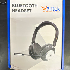 Wantek Bluetooth Over-Ear Headset Boom Mic Noise Canceling Black/Silver picture
