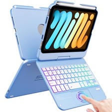 FUWANG Touch Keyboard Case for iPad mini 7/6 8.3-inch, 360° Rotating, Blue picture