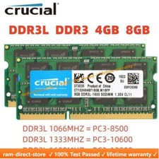 Crucial DDR3 DDR3L 4GB 8GB 1600 MHz 1333 Memory RAM SO-DIMM for Laptop Notebook picture