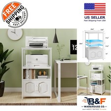 4-Tier White Printer Stand with Adjustable Open Shelves for Elegant Organization picture