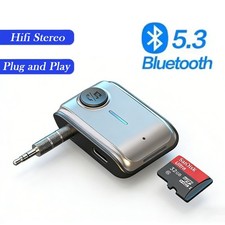 1x Bluetooth 5.3 Receiver w/TF Card Play 3.5mm AUX Adapter for Car & Home Stereo picture