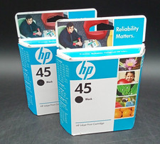 NOS ~ Lot of 2 Genuine HP 45 Black Ink Cartridges 51645A - Expired 2009 & 2010 picture