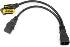 UPS Server C14 to 2 X C13 Y Splitter Adapter Extension Power Cable Cord (13.5 In picture