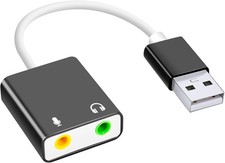 QAJOPFN USB Audio Adapter, External Sound Card with 3.5mm Headphone, Speaker & M picture